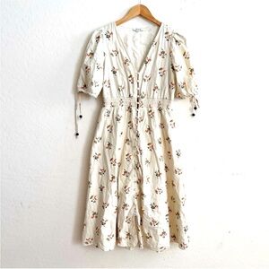 Madewell Tie Sleeve Smocked Waist Button Down Dress